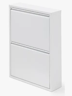 Metal Shoe Storage Cabinet 2 Flip Drawers